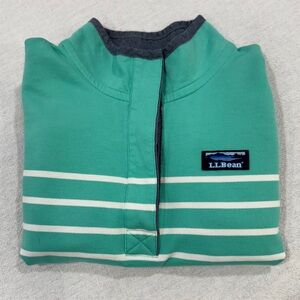 LL Bean Pullover Sweater Women’s XS Regular Fit Aqua Turquoise White Stripes
